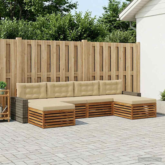 Seturi de canapele cu pernă 6 pcs Lemn Solid de Acacia WALTI