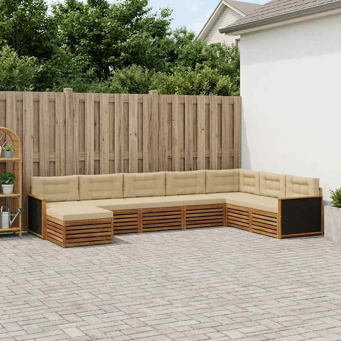 Set de canapele de exterior cu pernă 8 pcs Natural și Bej WALTI