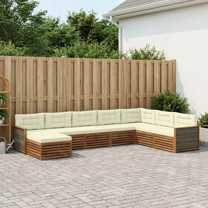 Set de canapele de exterior cu pernă 8 pcs Natural și Crem WALTI