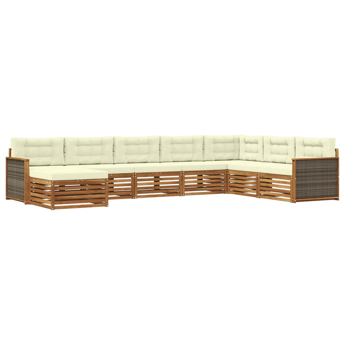 Set de canapele de exterior cu pernă 8 pcs Natural și Crem WALTI
