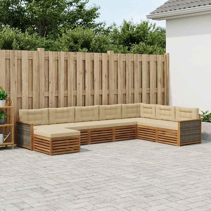 Set de canapele de exterior cu pernă 8 pcs Natural și Bej WALTI