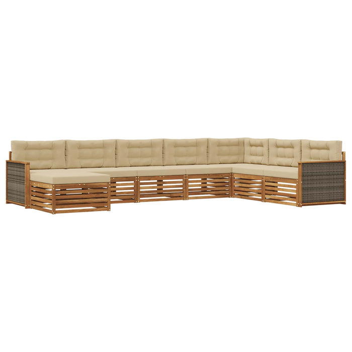 Set de canapele de exterior cu pernă 8 pcs Natural și Bej WALTI