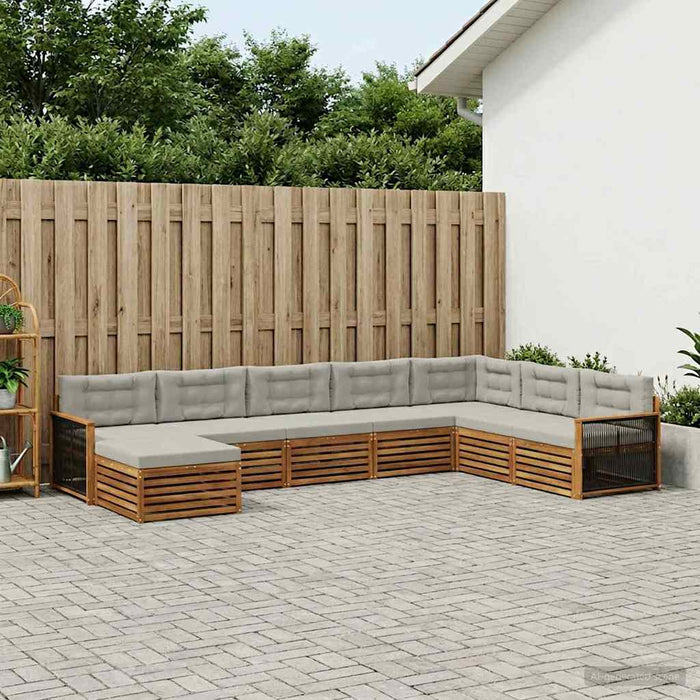Set de canapele de exterior 8 pcs Natural și gri deschis WALTI