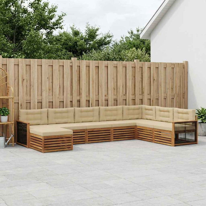 Set de canapele de exterior cu pernă 8 pcs Natural și Bej WALTI