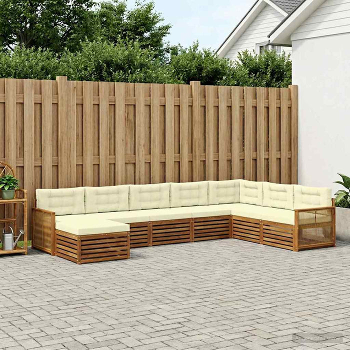 Set de canapele de exterior cu pernă 8 pcs Natural și Crem WALTI