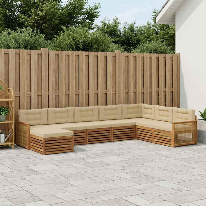 Set de canapele de exterior cu pernă 8 pcs Natural și Bej WALTI