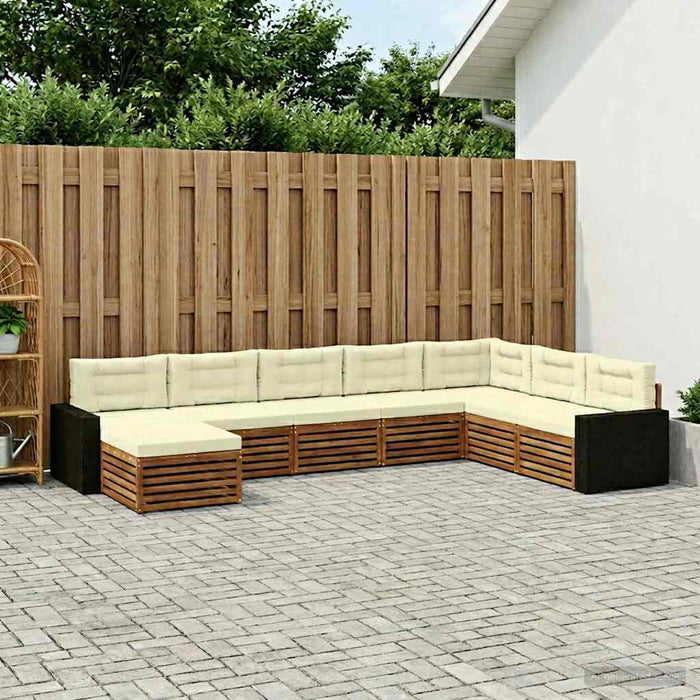 Set de canapele de exterior cu pernă 8 pcs Natural și Crem WALTI