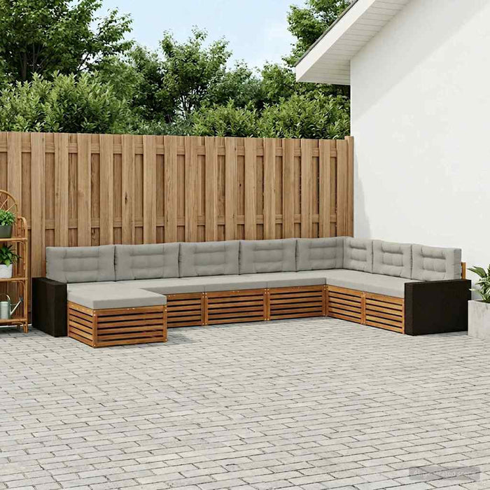 Set de canapele de exterior 8 pcs Natural și gri deschis WALTI