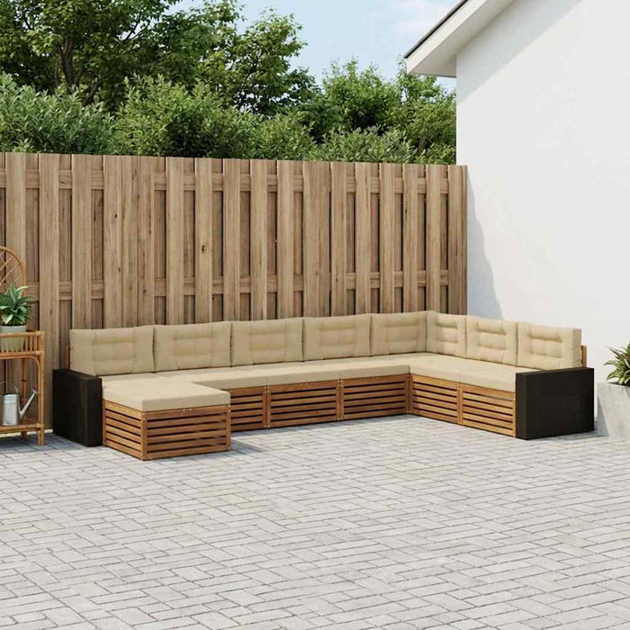 Set de canapele de exterior cu pernă 8 pcs Natural și Bej WALTI