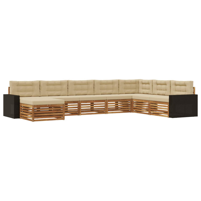 Set de canapele de exterior cu pernă 8 pcs Natural și Bej WALTI