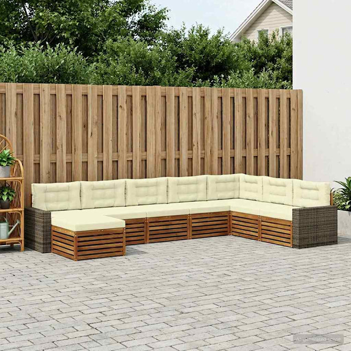 Set de canapele de exterior cu pernă 8 pcs Natural și Crem WALTI
