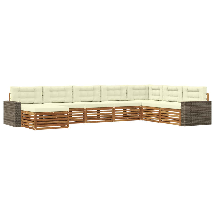 Set de canapele de exterior cu pernă 8 pcs Natural și Crem WALTI