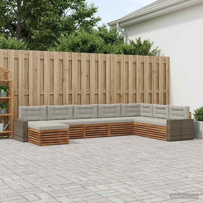 Set de canapele de exterior 8 pcs Natural și gri deschis WALTI
