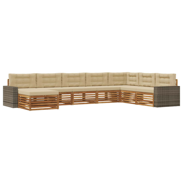 Set de canapele de exterior cu pernă 8 pcs Natural și Bej WALTI