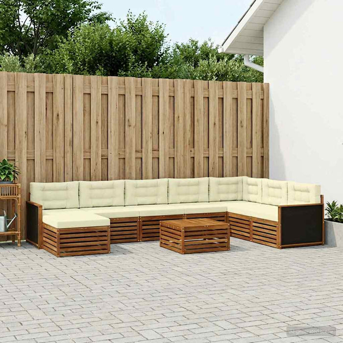 Set de canapele de exterior cu pernă 9 pcs Natural și Crem WALTI