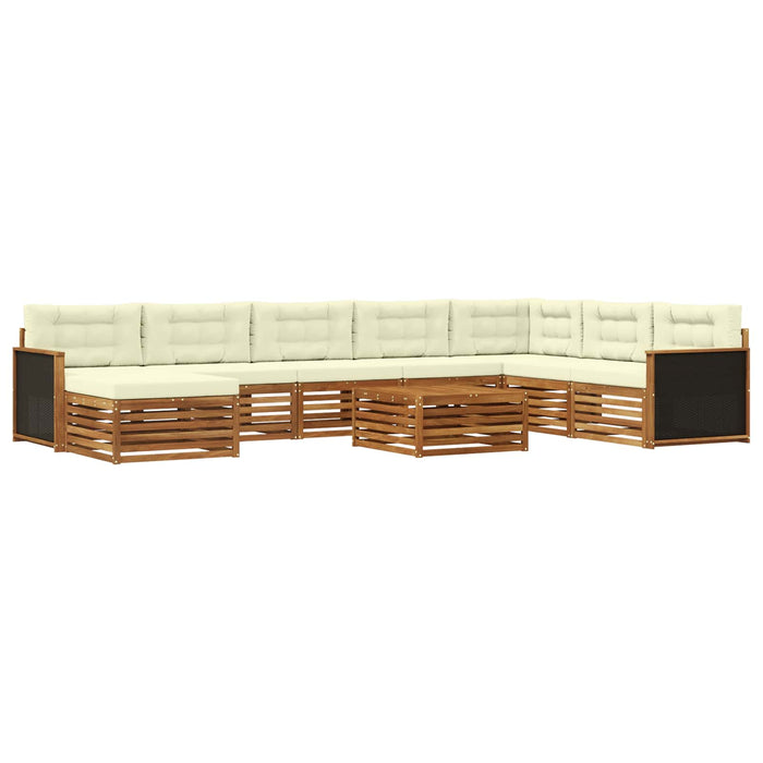 Set de canapele de exterior cu pernă 9 pcs Natural și Crem WALTI