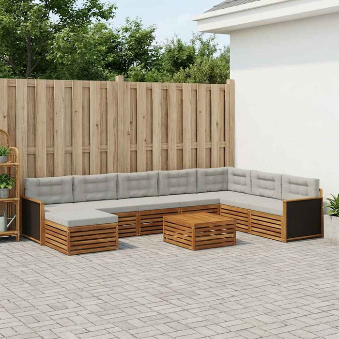 Set de canapele de exterior 9 pcs Natural și gri deschis WALTI