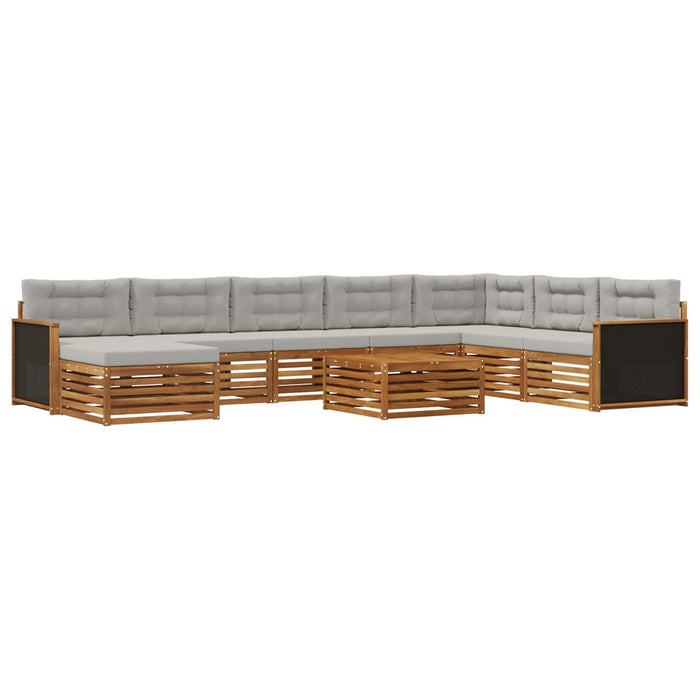 Set de canapele de exterior 9 pcs Natural și gri deschis WALTI