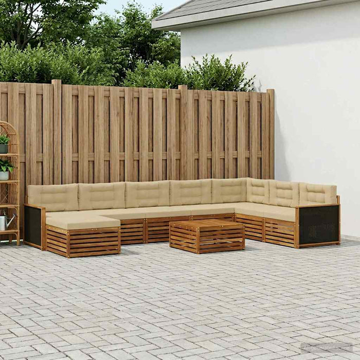 Set de canapele de exterior cu pernă 9 pcs Natural și Bej WALTI