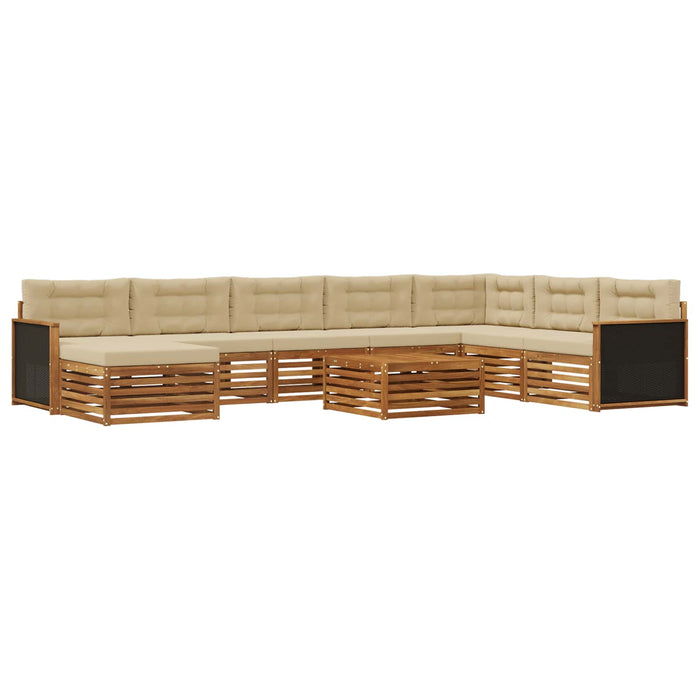 Set de canapele de exterior cu pernă 9 pcs Natural și Bej WALTI