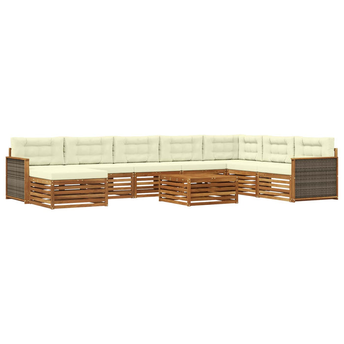 Set de canapele de exterior cu pernă 9 pcs Natural și Crem WALTI