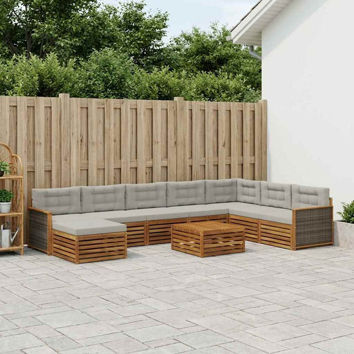 Set de canapele de exterior 9 pcs Natural și gri deschis WALTI