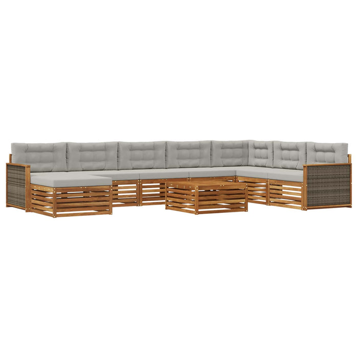 Set de canapele de exterior 9 pcs Natural și gri deschis WALTI