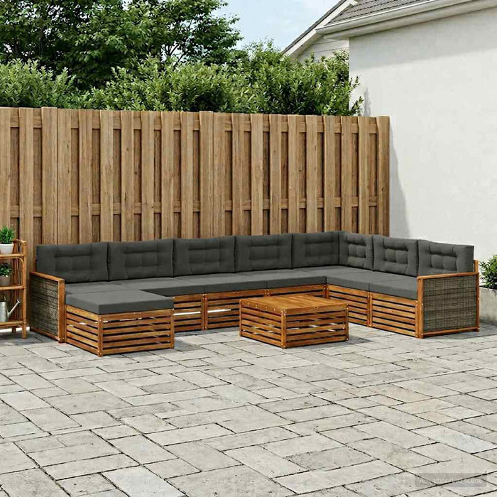Set de canapele de exterior cu pernă 9 pcs Natural și Antracit WALTI