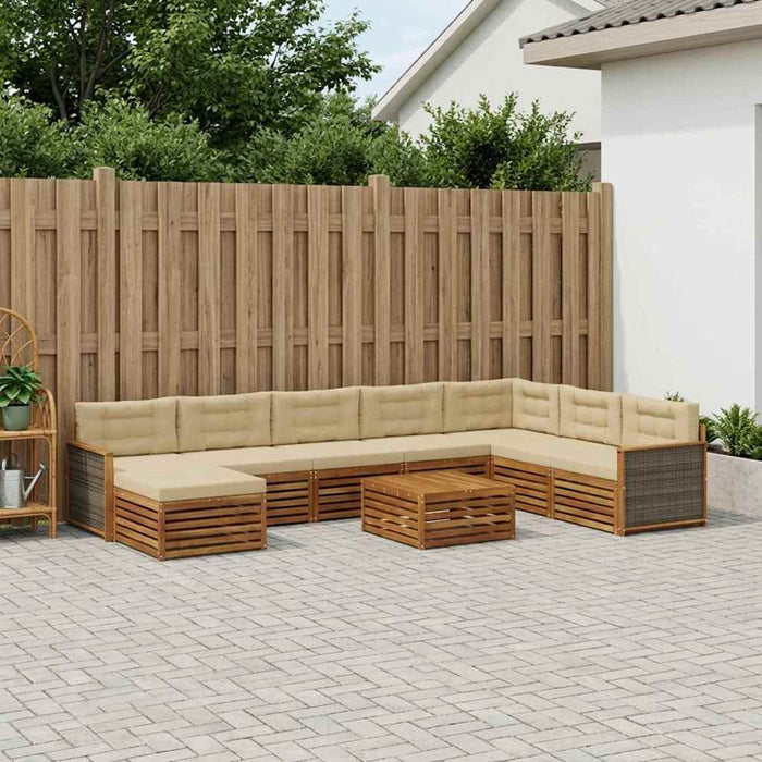 Set de canapele de exterior cu pernă 9 pcs Natural și Bej WALTI