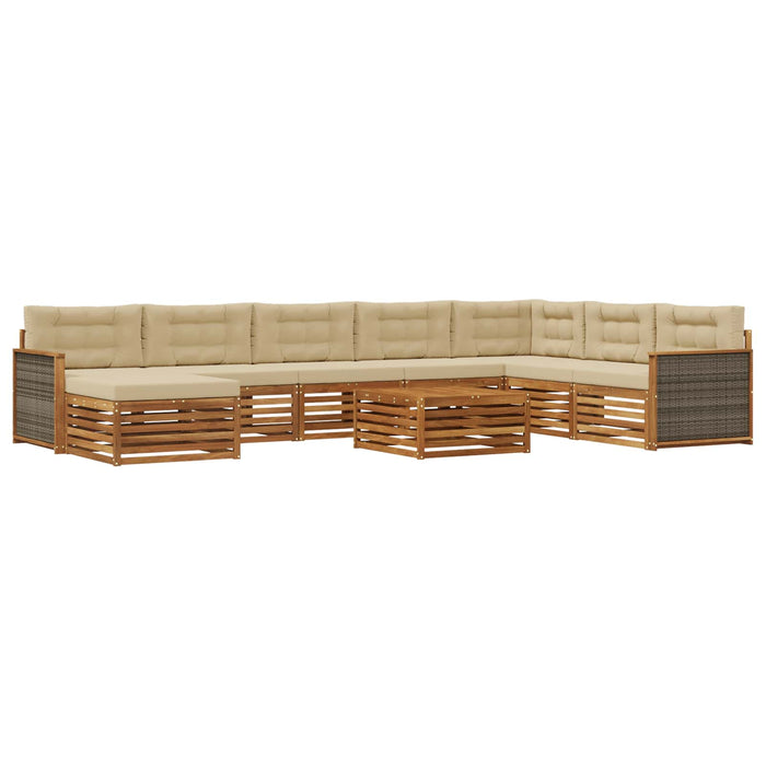 Set de canapele de exterior cu pernă 9 pcs Natural și Bej WALTI