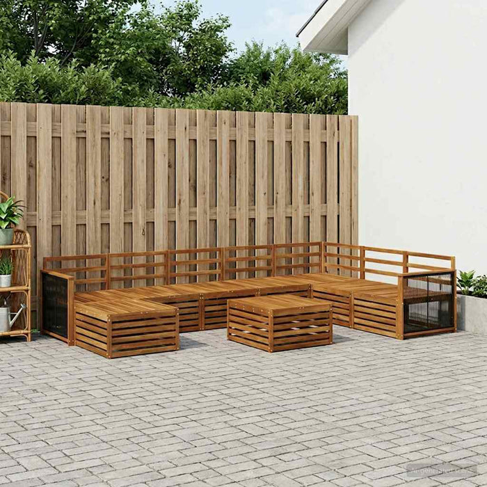 Set de canapele de exterior 9 pcs natural Lemn Solid de Acacia WALTI