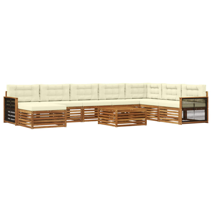 Set de canapele de exterior cu pernă 9 pcs Natural și Crem WALTI