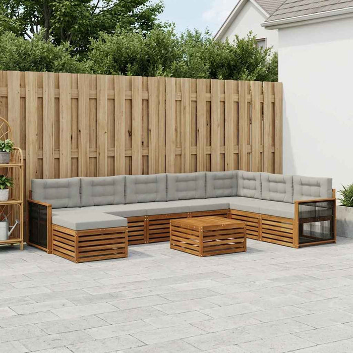 Set de canapele de exterior 9 pcs Natural și gri deschis WALTI