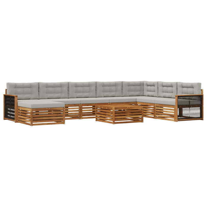 Set de canapele de exterior 9 pcs Natural și gri deschis WALTI