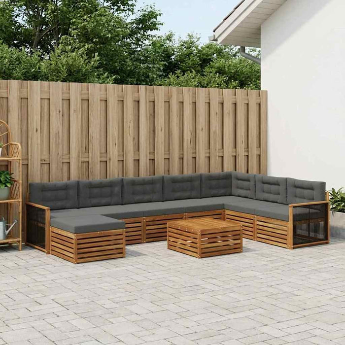 Set de canapele de exterior cu pernă 9 pcs Natural și Antracit WALTI