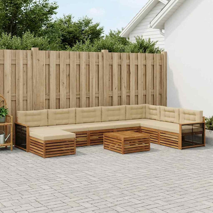 Set de canapele de exterior cu pernă 9 pcs Natural și Bej WALTI