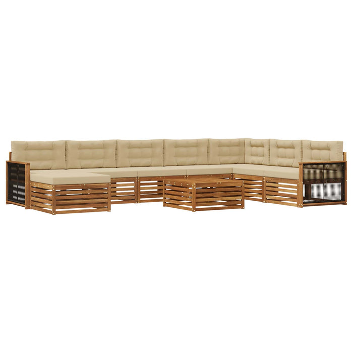 Set de canapele de exterior cu pernă 9 pcs Natural și Bej WALTI