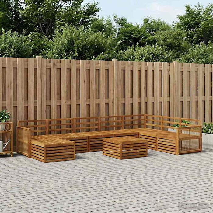 Set de canapele de exterior 9 pcs natural Lemn Solid de Acacia WALTI