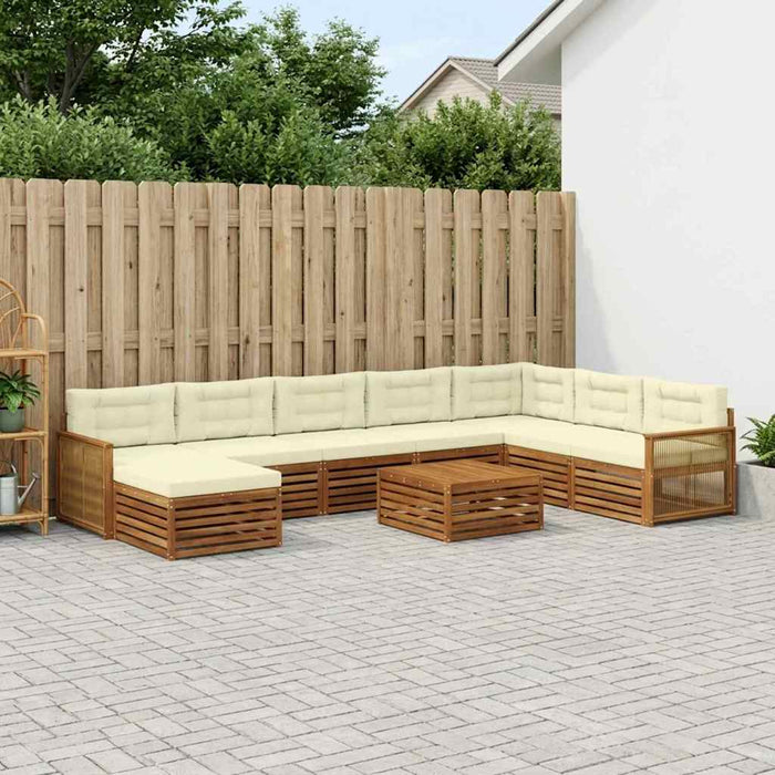 Set de canapele de exterior cu pernă 9 pcs Natural și Crem WALTI
