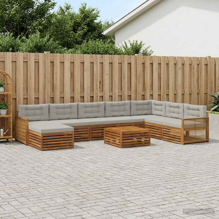 Set de canapele de exterior 9 pcs Natural și gri deschis WALTI