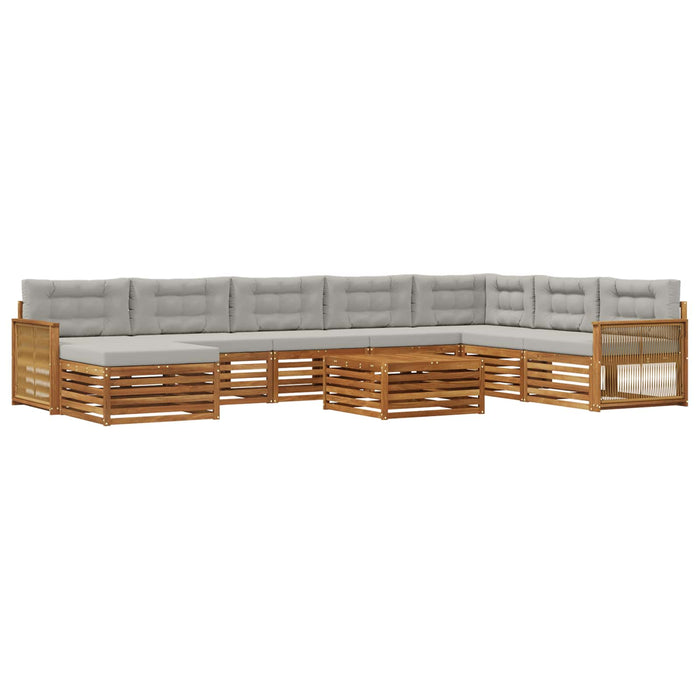 Set de canapele de exterior 9 pcs Natural și gri deschis WALTI