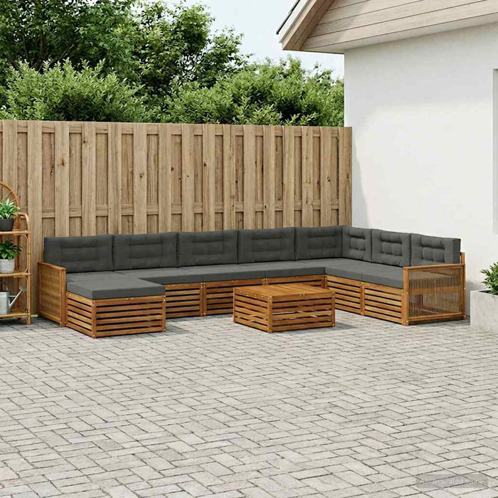 Set de canapele de exterior cu pernă 9 pcs Natural și Antracit WALTI