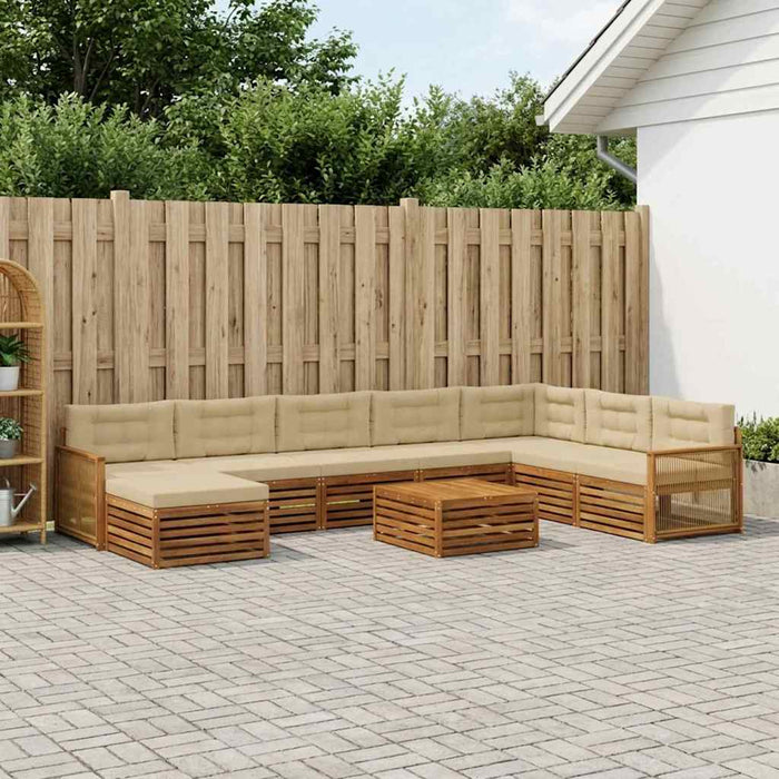 Set de canapele de exterior cu pernă 9 pcs Natural și Bej WALTI