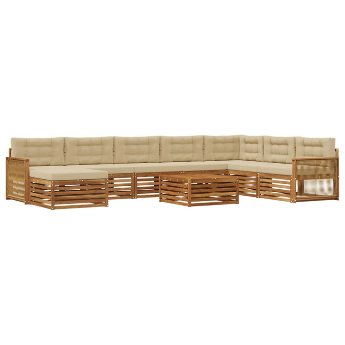 Set de canapele de exterior cu pernă 9 pcs Natural și Bej WALTI