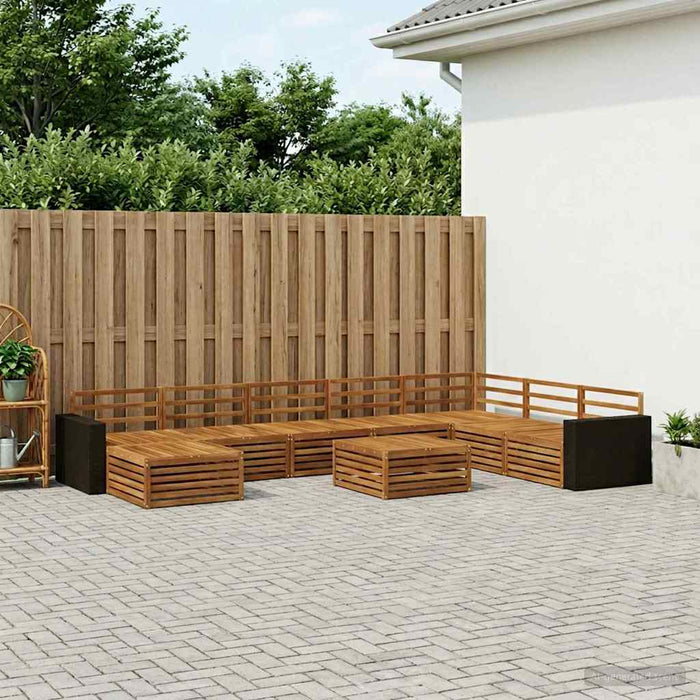 Set de canapele de exterior 9 pcs natural Lemn Solid de Acacia WALTI