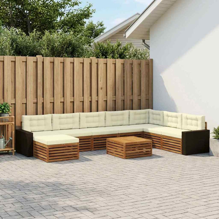 Set de canapele de exterior cu pernă 9 pcs Natural și Crem WALTI