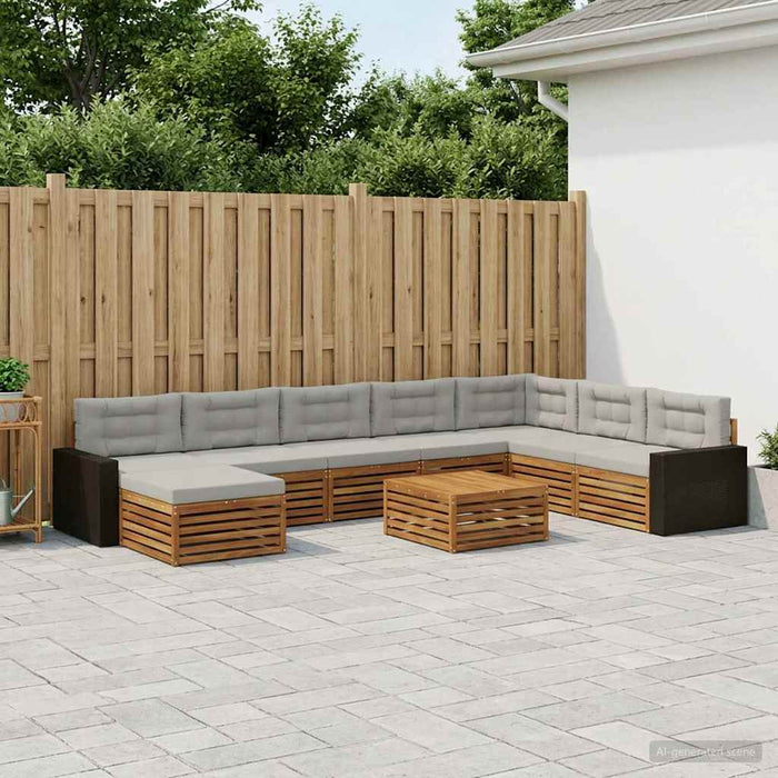 Set de canapele de exterior 9 pcs Natural și gri deschis WALTI