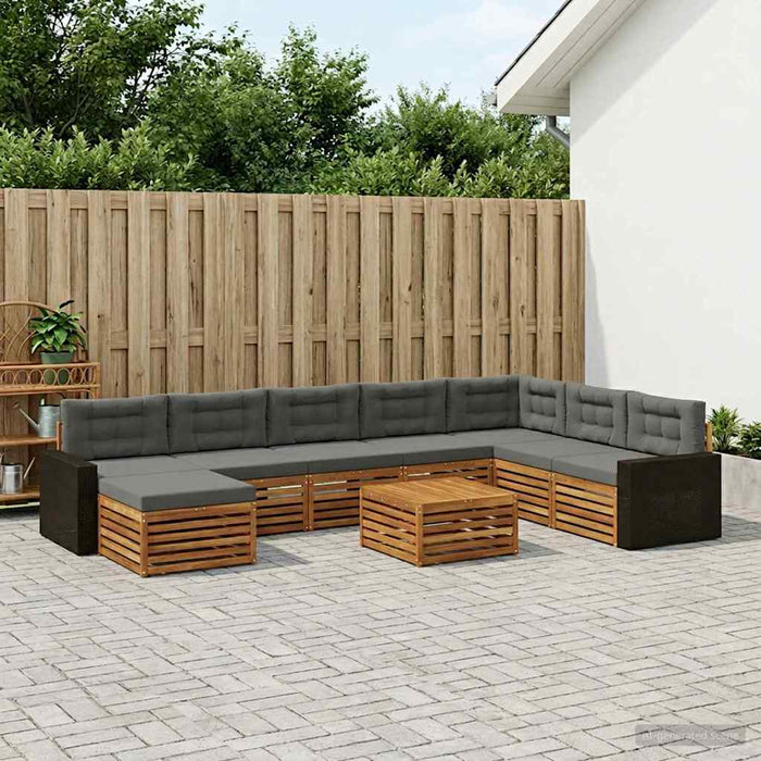 Set de canapele de exterior cu pernă 9 pcs Natural și Antracit WALTI