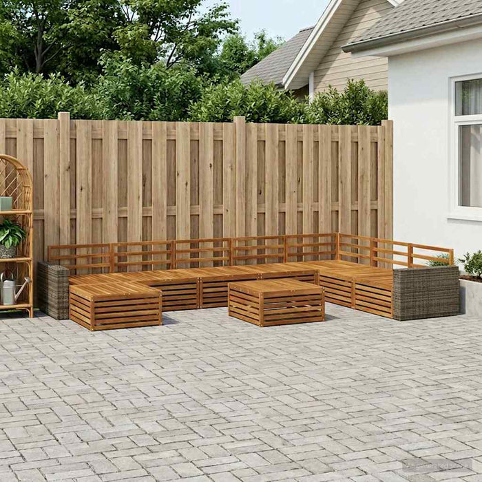 Set de canapele de exterior 9 pcs natural Lemn Solid de Acacia WALTI