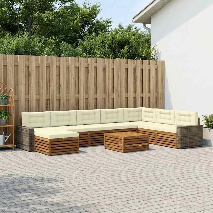 Set de canapele de exterior cu pernă 9 pcs Natural și Crem WALTI